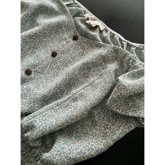 MONTEAU Los Angeles Light Blue Floral Crop Summer Top sz M - Picture 2 of 10